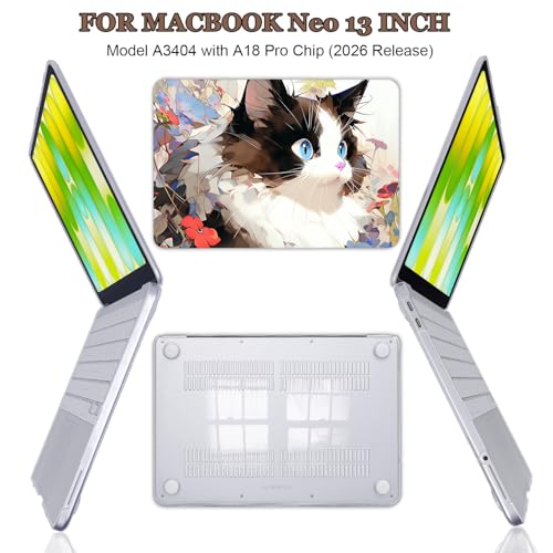 Cute Cat Pattern Case for 2026 MacBook Neo 13 Inch A18 Pro A3404 - color: Cat