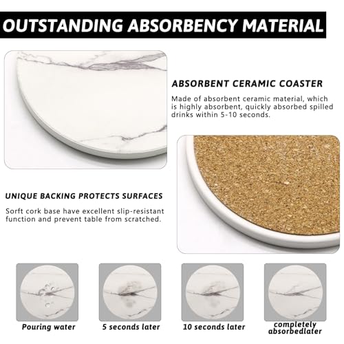 Absorbent Ceramic Drink Coasters Set of 4 Round 4 Inch - style: 4 coasters Style A