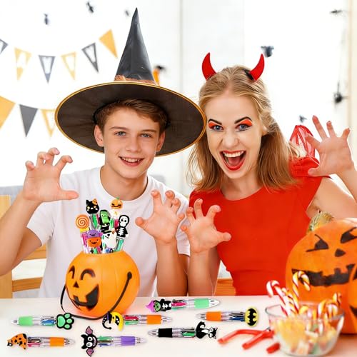 24PCS Halloween Fun Pens Mini Multicolor 4-in-1 Party Favors Pens - style: Halloween-24pcs