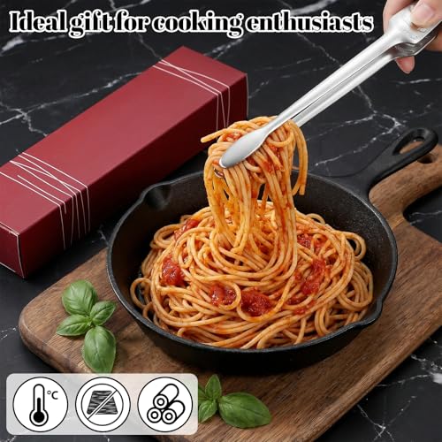 10.8" Metal Food Tong with Non-Slip Comfort Grip Korean and Japanese BBQ Tongs Stainless Steel Kitchen Tongs Serving Tong for Cooking for Serving Food Salad Camping Barbecue