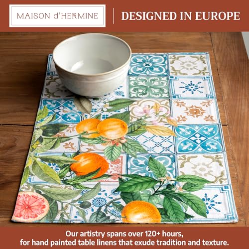 Maison d' Hermine Placemats Set of 4 Reusable 100% Cotton (13"x19") - color: 038 - Agrume, size: 13" X 19" (Pack of 4)