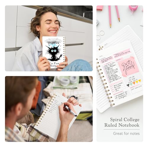 Lined Spiral Journal Notebook for Work A5, 160 Pages, Explosive Cat - color: Explosive Cat