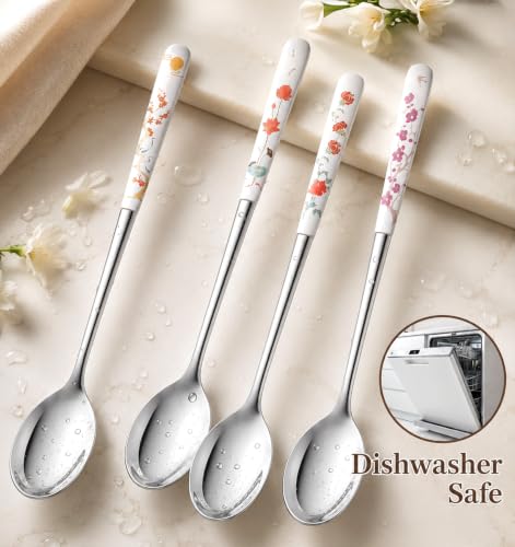 4 Pcs Korean Spoons, Korean Soup Spoon, 8 Inch