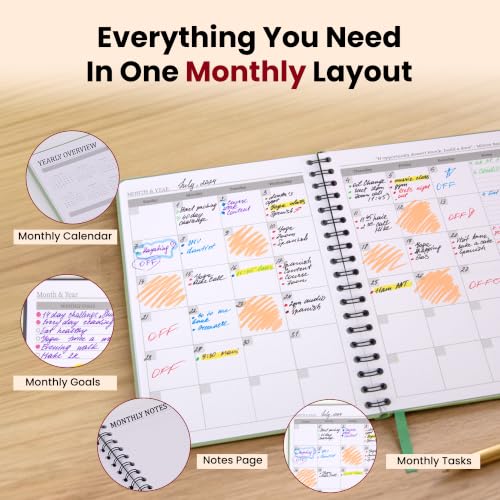 Nextnoid B5 18-Month Undated Monthly Planner, Hardcover, Blush Pink - color: Blush Pink, style: a-Monthly Undated