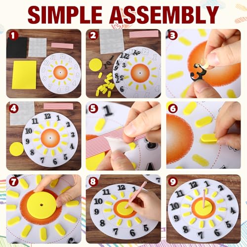 Ireer 24 Pcs DIY Sundial Craft Kit Educational Learning Teaches Time Solar Shadow Concepts Easy to Assemble for Home School Classroom Group Science Activity