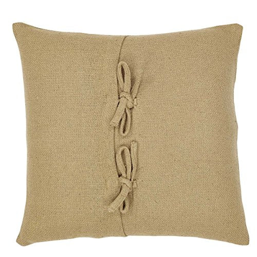Stratton Primitive 16"x16" Star Pillow Tan Appliqued Cotton Burlap Square Bedroom Decor