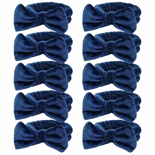10 Pack Navy Blue Soft Spa Headband for Women Girls - color: Navy Blue