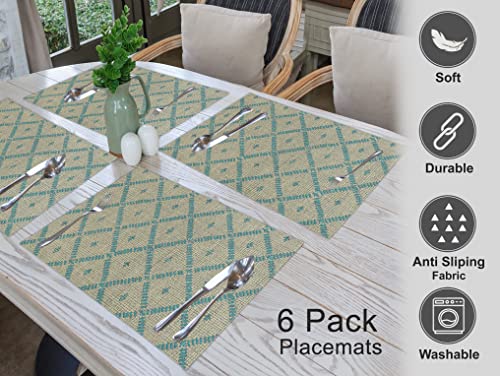 Ruvanti Placemats Set of 6, 100% Cotton Place Mats of 13"x19" – Linear - color: Linear