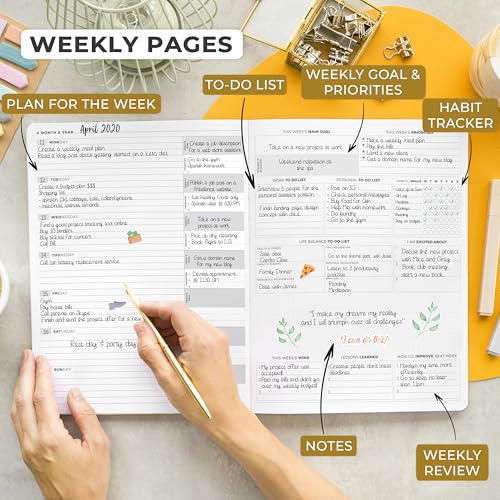 Clever Fox Planner PRO Light, Undated Weekly Planner, 8.5x11, Amber Yellow - color: Amber Yellow, size: A4 (8.5" x 11") Light Version