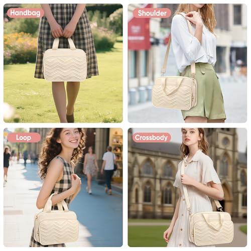 FINPAC Large Bible Cover Case for Women, Bible Bag Study Supplies Kit - color: Beige