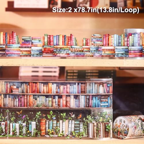 6 Rolls Book-Themed PET Tape for Scrapbook Journaling - style: Ocean of Books