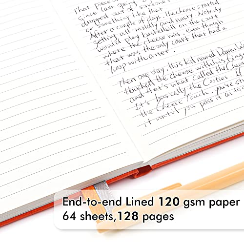 feela 24 Pack Journal Notebook for Work, Business Notebook Bulk Hardcover Lined Writing Journal with Pen Holder for Men Women Note Taking, with 24 Black Pens, 120 GSM, 5.1”x8.3”, A5, Orange - color: 24 Pack orange