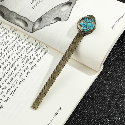 Vintage Dried Flower Bookmark Ruler, Resin Encased for Book & Craft Lovers - color: 3pcs Style C