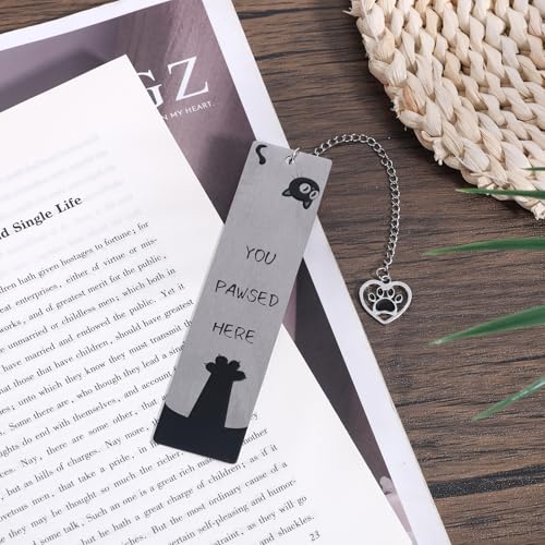 Black Inspirational Funny Cute Cat Bookmark for Reading Women - style: Cat Paw