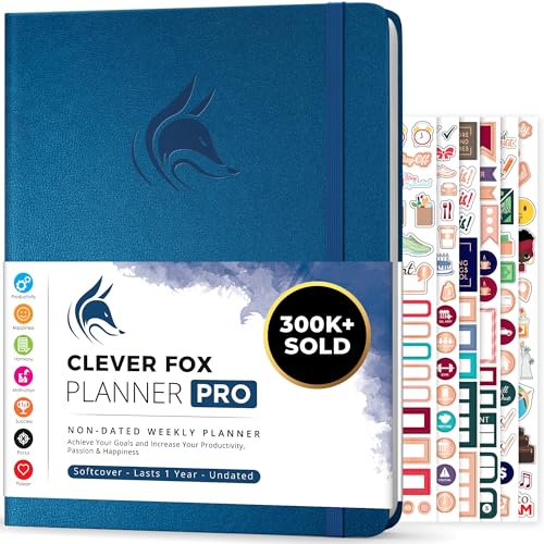 Clever Fox Planner PRO, Undated Weekly Planner, 8.5x11 Mystic Blue - color: Mystic Blue (Undated), size: A4 (8.5" x 11") Standard Version