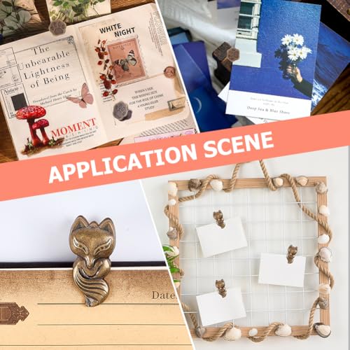CRASPIRE 2Pcs Journal Notebook Clips Paw Print Traveler Notebooks Holder Vintage Fox Metal Page Binders Holders Alloy Animal Book Clip for Tn Travelers Art Journaling Reading Decoration Accessories - style: Fox/Paw Print