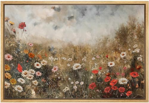 MUDECOR Framed Canvas Print Wall Art Vintage Pastoral Landscape with a Path Rustic Countryside Illustrations Fine Art Decorative Zen Multicolor Country/Farmhouse Retro for Bedroom - 24"x36" Natural - color: A03-2404-irs13, size: 36"L x 24"W