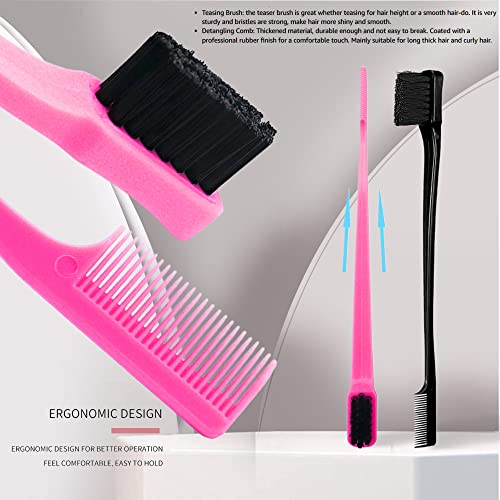 Foxi Fresh Double Sided Edge Control Hair Brush Comb Combo Pack 2 Pieces Pink and Black - color: Combo (Pink and Black)