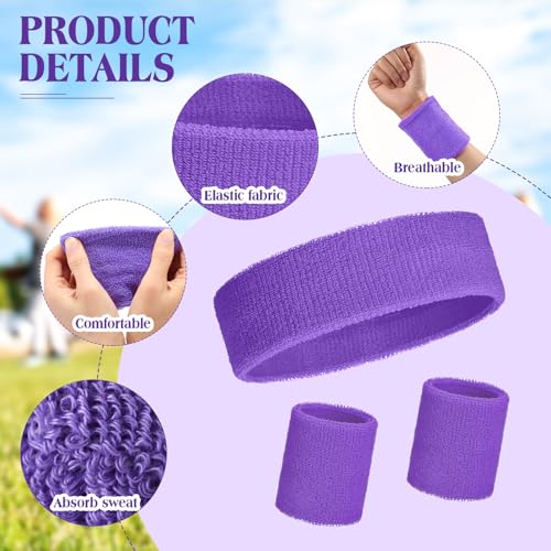 Sweatbands and Wristbands Set, Women, Men - color: Purple