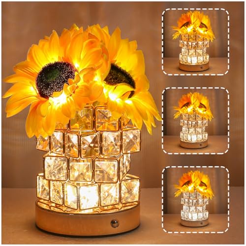 Birthday Gifts for Women/Mom Sunflower Cordless Table Lamp - style: O-square