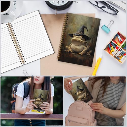 nvucamd Gothic Frog Spiral Notebook, Witchy Moody Frog Journal Notebook, Witchy Frogs Themed Journaling Notebooks, Gothic Halloween Frogs Gifts Office Supplies, 5.5x8.3Inch - color: frog