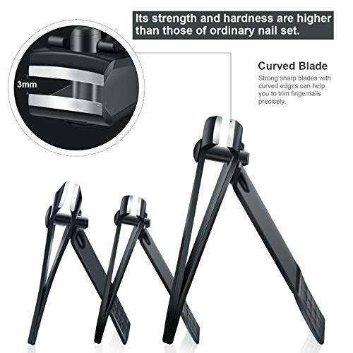 Manicure Set, Travel Mini Nail Clippers Kit Pedicure Care Tools, 10pcs Stainless Steel Grooming kit (Black) - color: Black