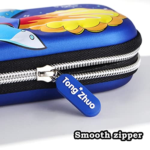 3D Spacecraft Pencil Case for Kids Boys, Waterproof Pencil Box with Compartments Pen Pouch (Blue) - color: Spacecraft