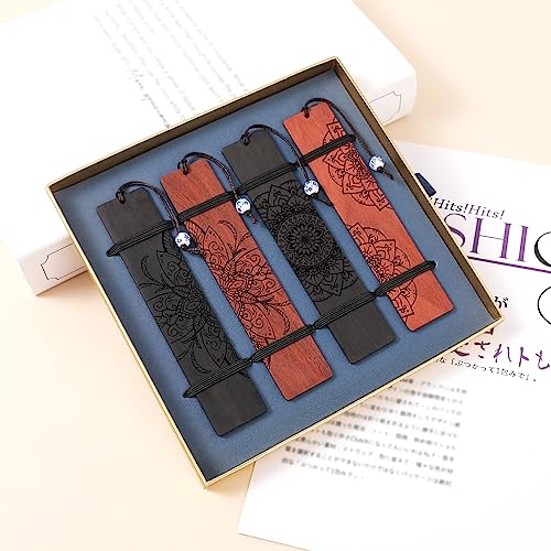 4 pcs Book Marks Set, Boho Book Markers, Bookmarks for Men Women Book Lovers Bookworm (Mandala Set) - style: Mandala Set