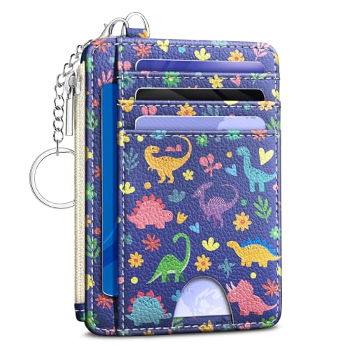 Kelvoris Credit Card Holder Small Wallet Women, Slim RFID, Cute Dinosaur - color: Dinosaur