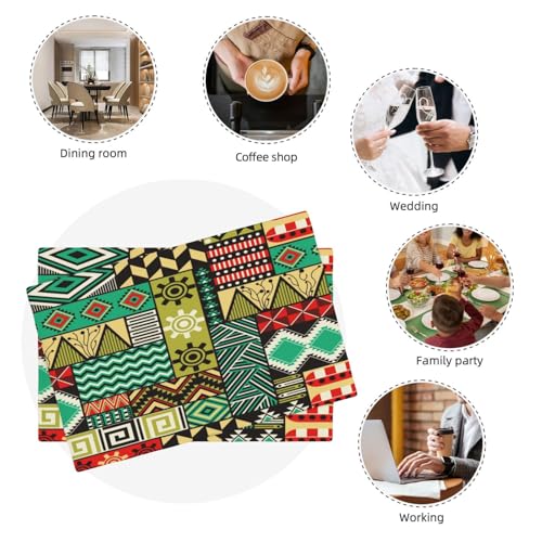 Traditional African Tribal Placemats Set of 6 12x18 Inch - color: Vibrant, size: Set of 6