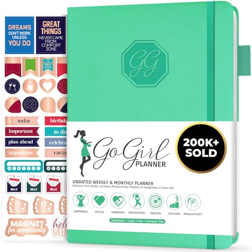 GoGirl Planner for Women, Undated Weekly Agenda Journal, Emerald - color: Emerald, size: Compact (5.3" x 7.7")