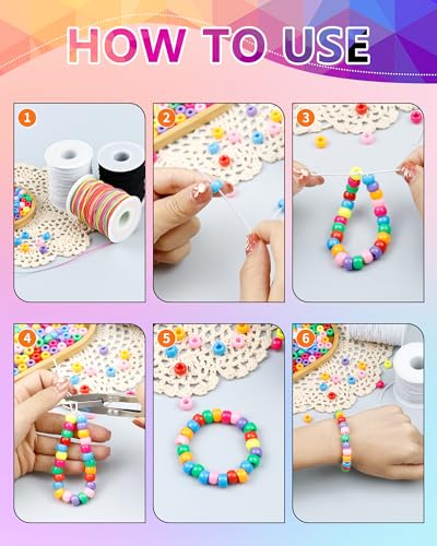 FIVEIZERO 1.5mm Rainbow Elastic Bracelet String, 1 Roll, 213 Ft - size: 1.5MM, style: Colorful