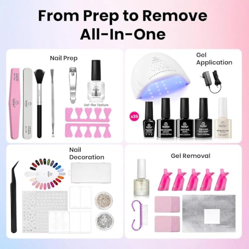 Beetles Gel Nail Polish Kit with U V Light - 68Pcs Gel Nail Kit 35 Colors - color: C-Outfit Collection