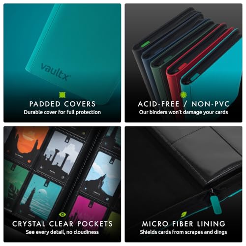 Vault X 12 Pocket XL Zip Trading Card Binder 624 Cards Exo-Tec (Teal) - color: Teal, size: 12 Pocket XL
