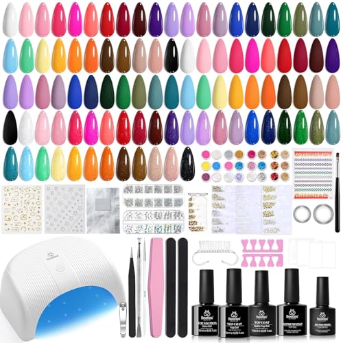 Beetles Gel Nail Kit with U V Light - 53 Pcs 32 Colors Gel Nail Polish Kit - color: A-Emotional Spectrum PRO