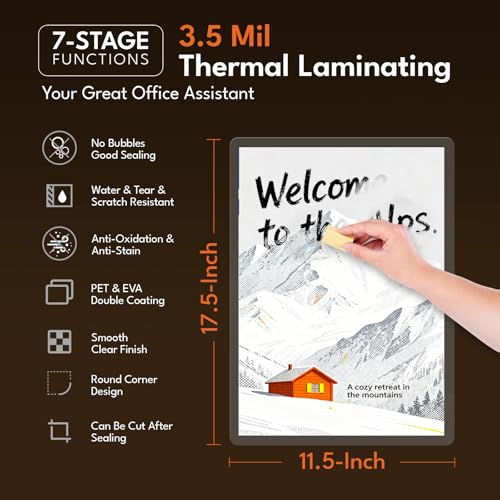 Uinkit 3.5mil 100 Pack Thermal Laminating Pouches, Menu Size 11.5"x17.5" - color: Glossy, size: 3.5mil 100 Pack