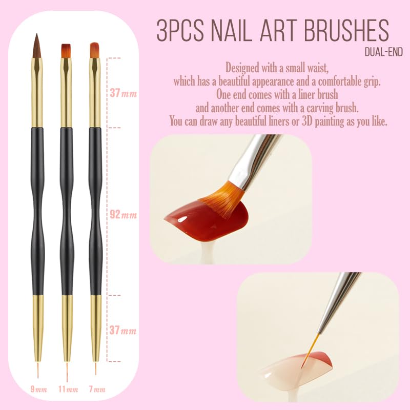 KINGMAS 29PCS Nail Art Brushes Nail Dotting Tools Resin Palette Kit
