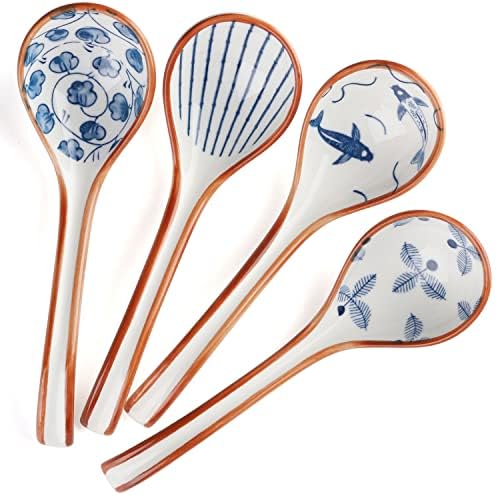 Asian Soup Spoons Set Ceramic Ramen Spoon Korean Spoons Japanese Soup Spoon - style: Style 1