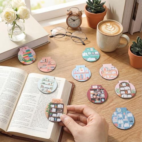 AmazingSpark 50 Pcs Magnetic Bookmarks for Reading, Bookshelf - style: Bookshelf