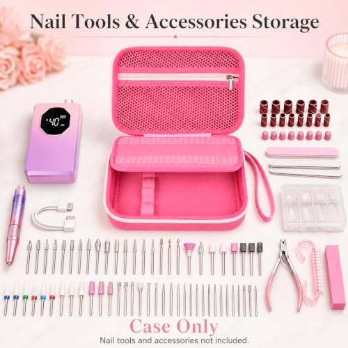 ALKOO 40-Slot Nail Drill Organizer Case with Nail Drill Bit Holder - color: Pink
