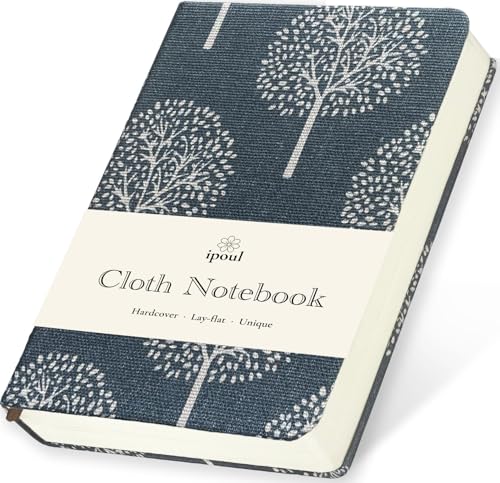 Pocket Journal, Linen Notebook, A6 Journal, 4x6, Hardcover, Lay Flat, Thick, Small, Lined Notebook & Unlined Sketchbook, The Tree of Life, Navy Blue - color: A6-Tree Navy