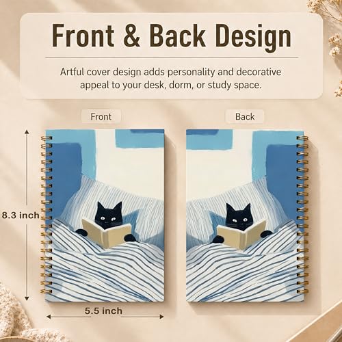 Funny Reading Black Cat Spiral Notebook, Black Cat Lovers Gifts Journal, Book Lover Reader Bookworm Bookish Gifts Hardcover Lined Notebook Journal, 5.5x8.3 Inch - color: pattern-6