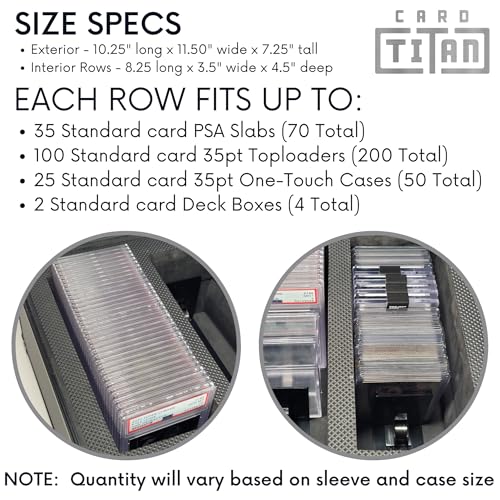 Card Titan Vault Trading Card Storage Box - Lockable Sports Cards Hard Case with Spring-Loaded Pushers for Top Loaders & Graded Cards - 2 Row - color: Black 2 Row, size: 2 Row