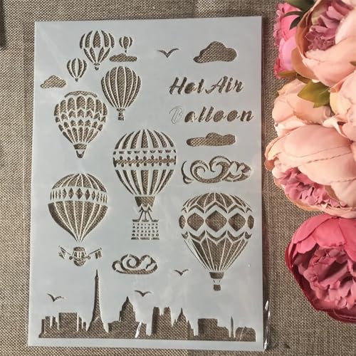 TIAMECH A4 Reusable Hot Air Balloon Stencil for Painting - style: Hot Air Balloon