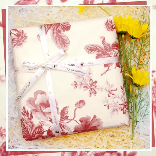 Benvo 20 Sheets Floral Print Tissue Paper 20 inch x 29 inch Decoupage Paper Decorative Tissue Gift Wrapping for DIY Art Craft Spring Wedding Birthday Baby Shower(Style C) - color: Red Peony