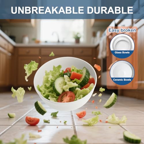 Cereal Bowls Sets of 6, Unbreakable Salad Bowl 26oz (White) - color: White, size: 26 oz