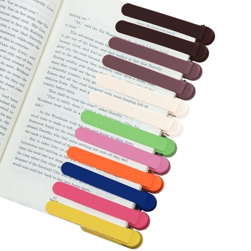12pcs Automatic Bookmark, Silicone Book Marks for Reading Women, Men, Kids, Book Lovers, Cute Unique Book Markers for Reading, Reading Accessories Gifts for Book Lovers - color: 12pcs Coffee Set/Blue Set/Green Set