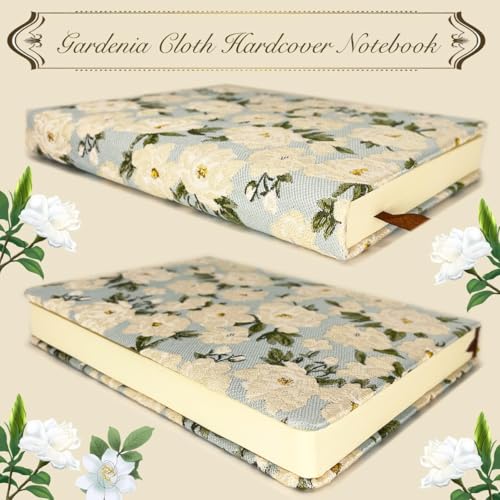 Small Journal for Women, Flower Notebook, B6, 5x7, Ruled Notebook & Blank Sketchbook, Embroidered Journal, Hardcover, Lay Flat, Note Taking Notebook, Cute Journal, White Gardenia - color: B6-Cute Gardenia