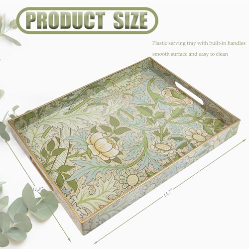 Spsyrine Plastic Serving Tray with Handles for Coffee Table, Dianthus - color: Multi D