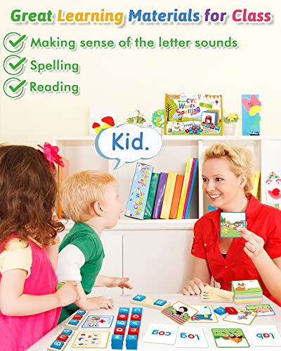 Wooden CVC Word Spelling Games, Montessori Educational Learning Toys Gifts